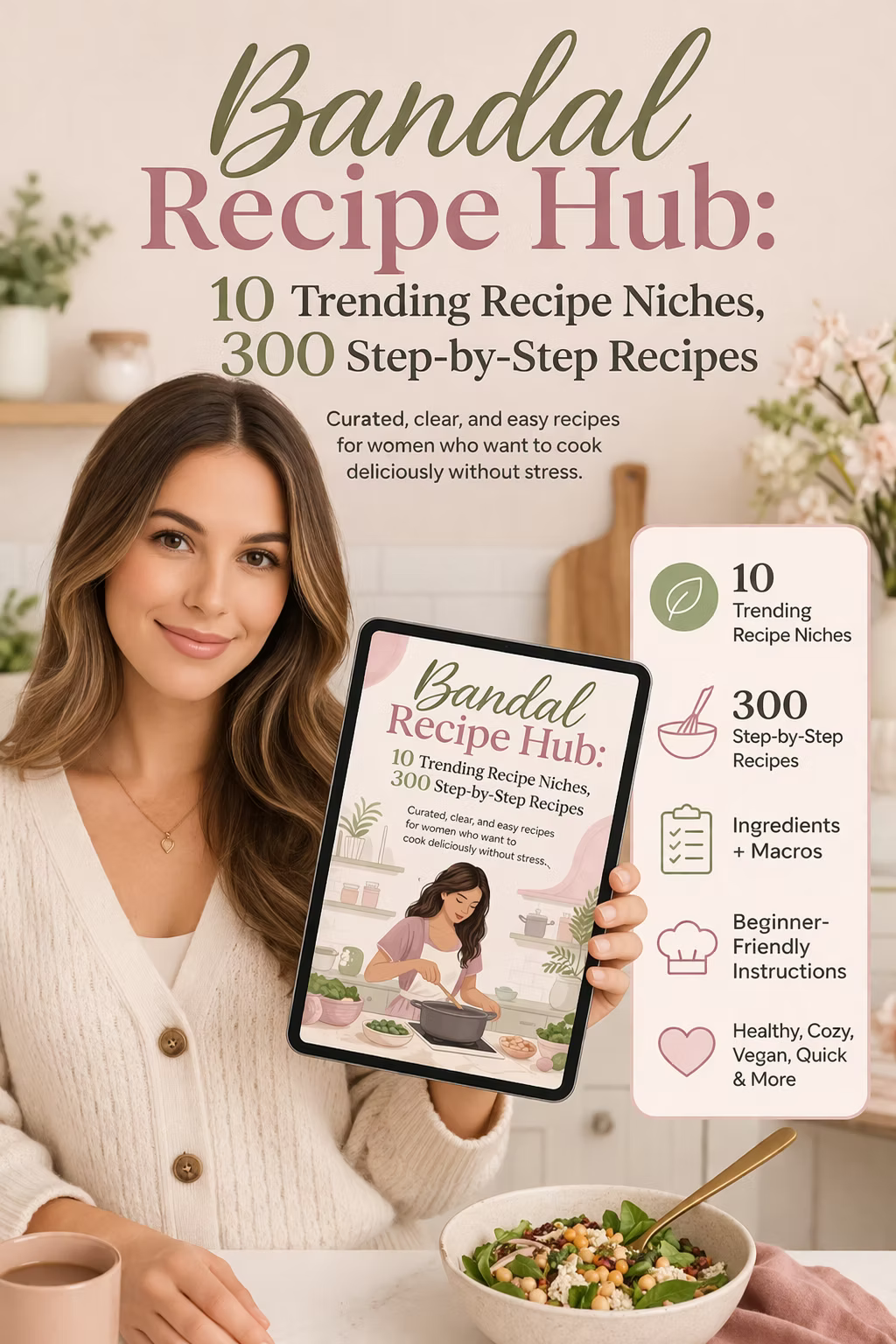 Women's Recipe Bundle: 300 Easy Step-by-Step Meals  | Digital Cookbook PDF
