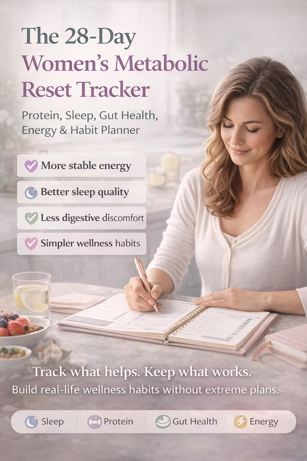 28-Day Metabolic Reset Tracker PDF — Women's Wellness Journal Cover