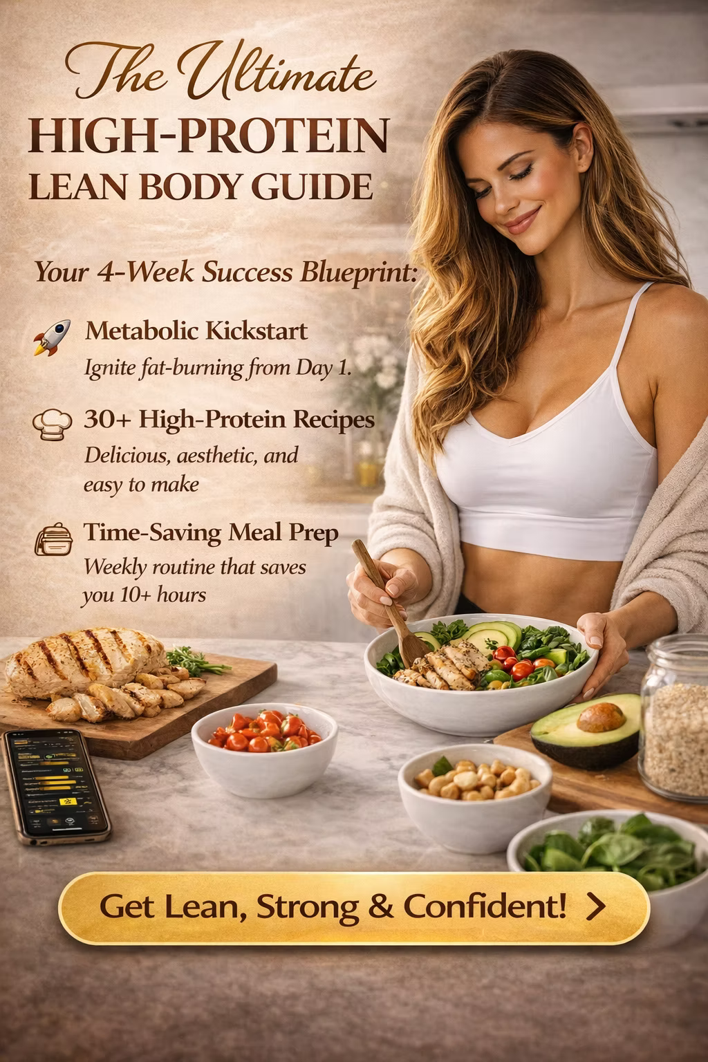 4-Week High-Protein Lean Body Plan PDF — Recipe Guide Cover
