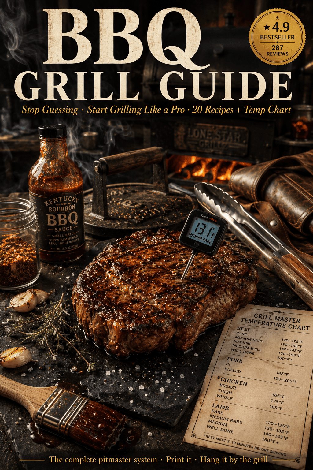 BBQ Grill Master Guide: 20 Meat Recipes with Temps, Marinades & Pro Grilling Tips