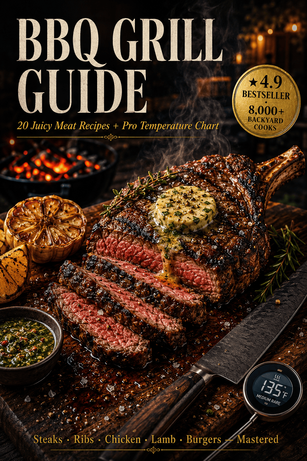 BBQ Grill Master Guide: 20 Meat Recipes with Temps, Marinades & Pro Grilling Tips