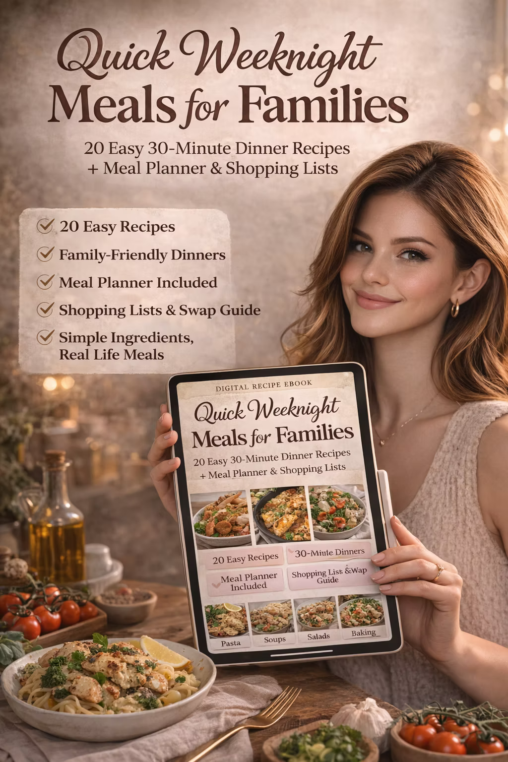 Easy 30-minute family dinner cookbook for busy moms - one pan recipes PDF