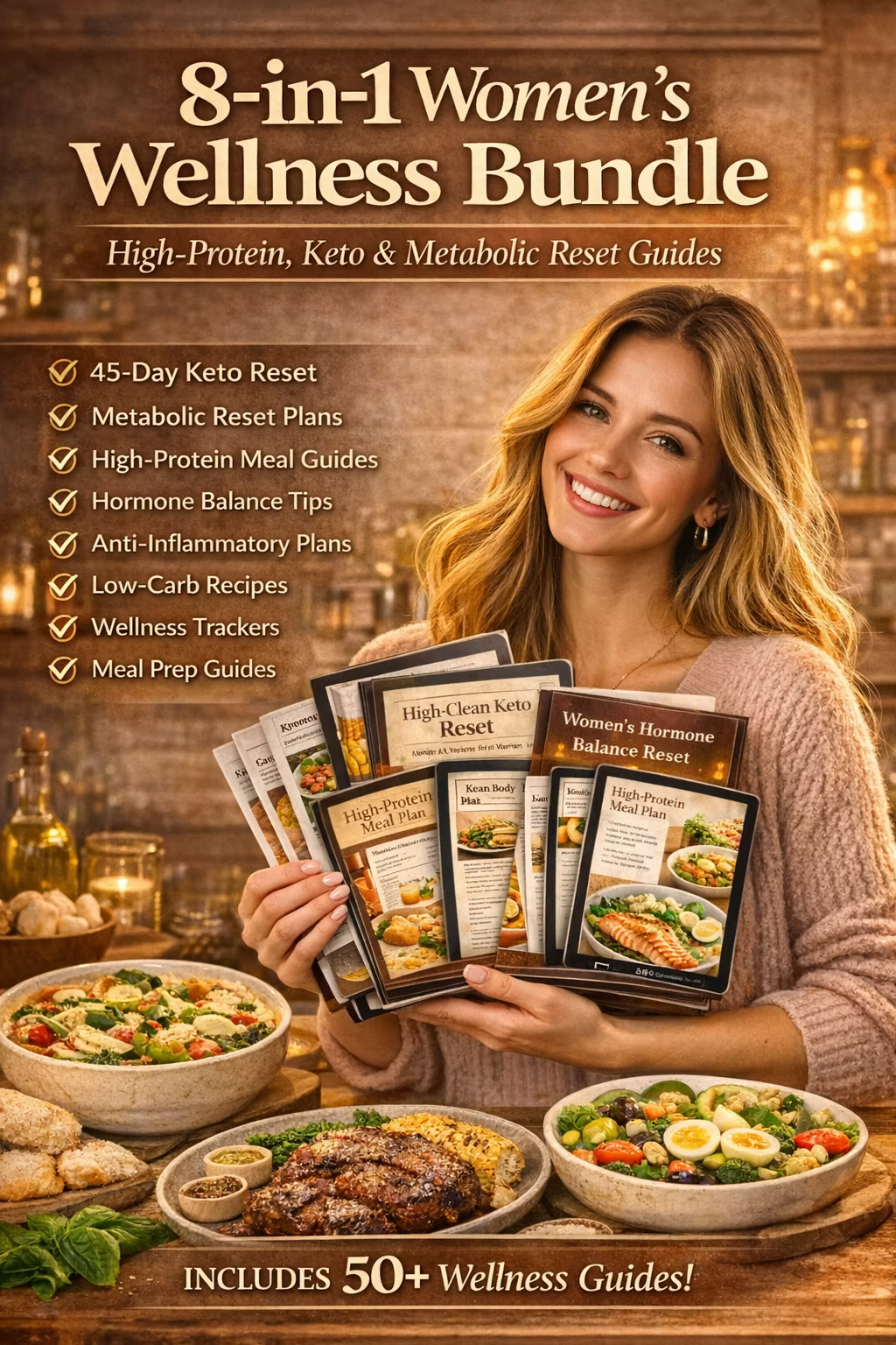 8-in-1 Women's Wellness Bundle | Keto, High-Protein, Hormone Balance & Meal Prep PDF Guides for Women