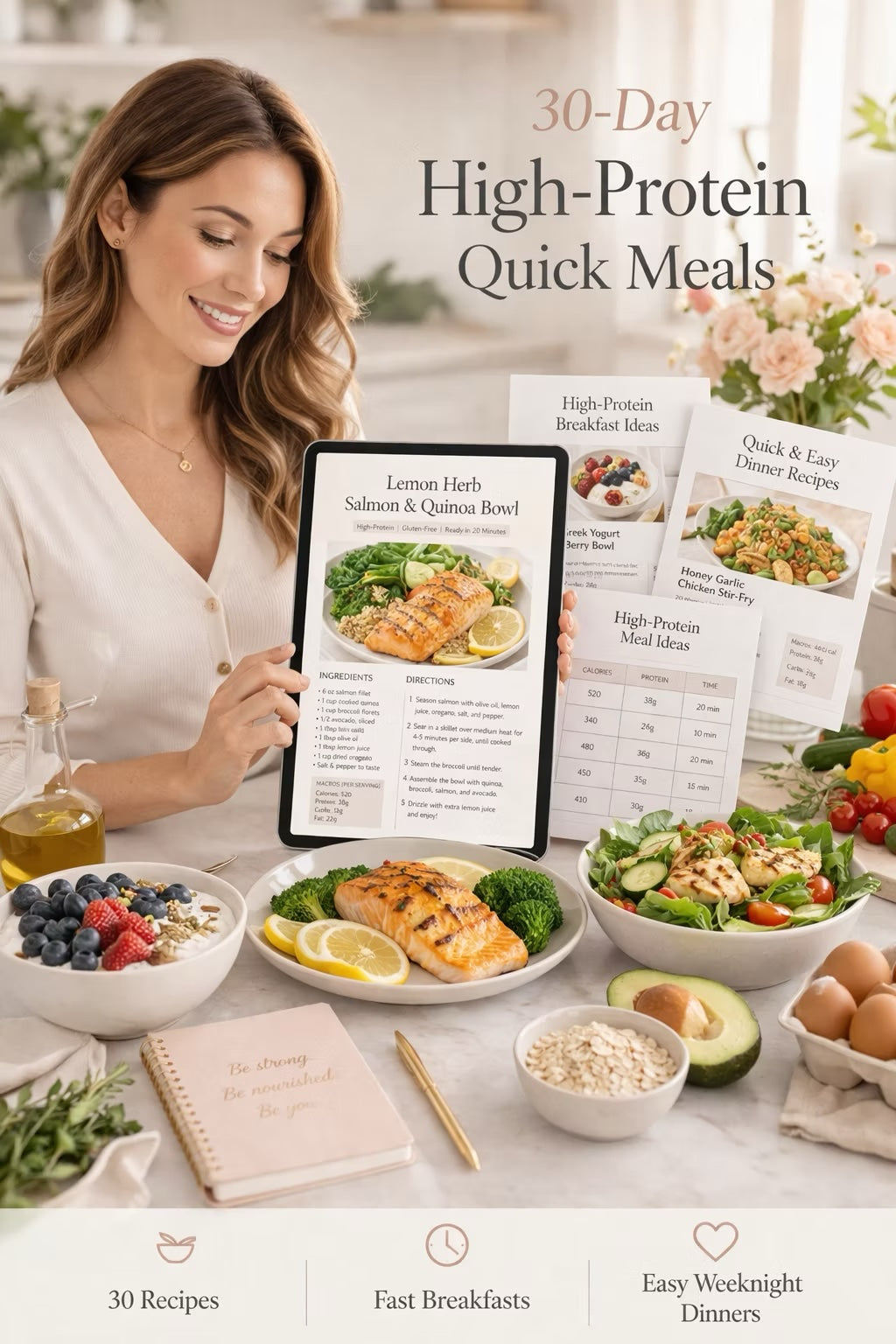 High-Protein Meal Plan PDF | 30 Quick Recipes for Busy Women