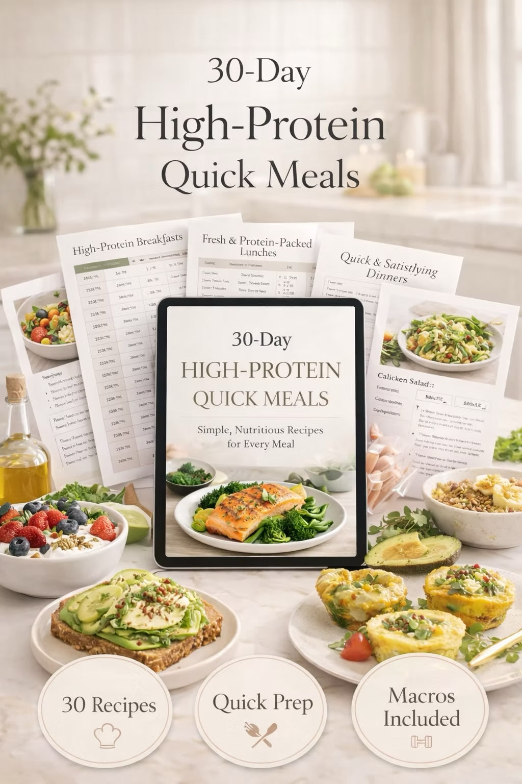 High-Protein Meal Plan PDF | 30 Quick Recipes for Busy Women